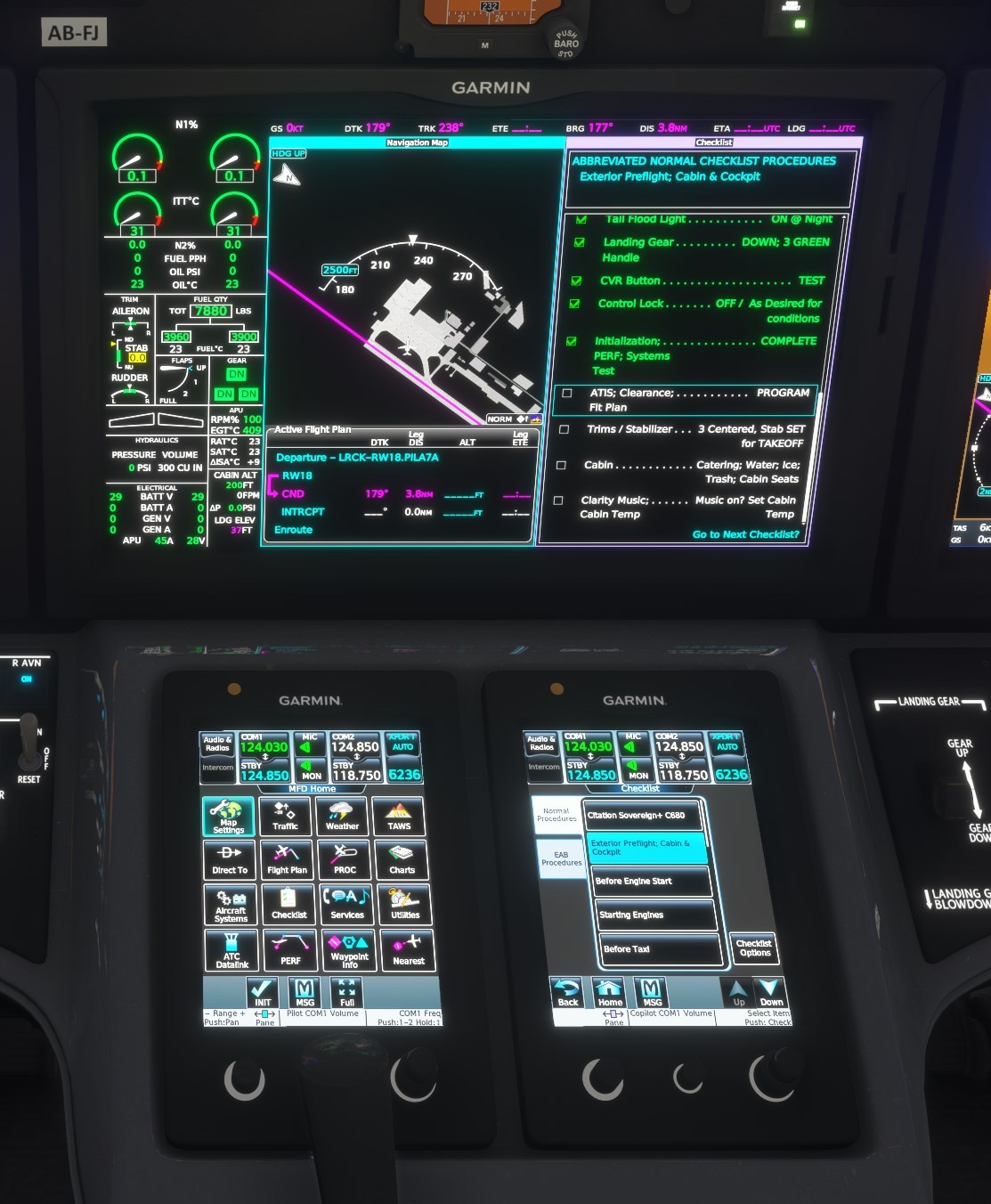 Citation Sovereign+ Garmin Checklist